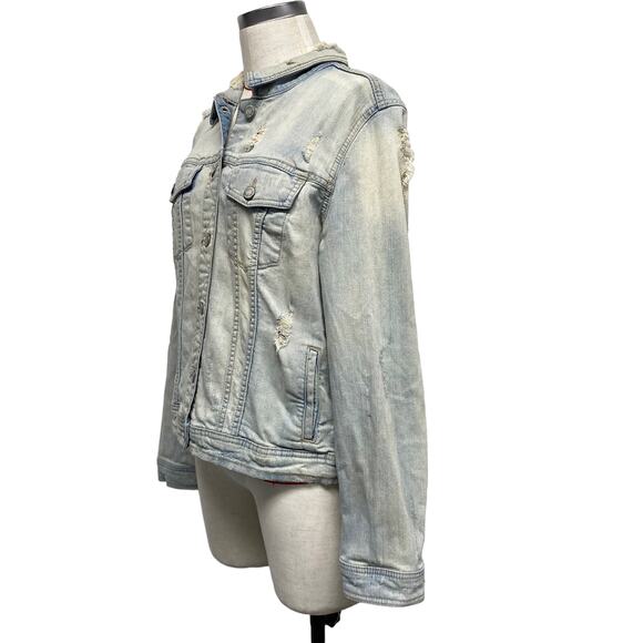 Aeropostale Womens Size L Distressed Denim Button Up Jacket - Picture 5 of 9